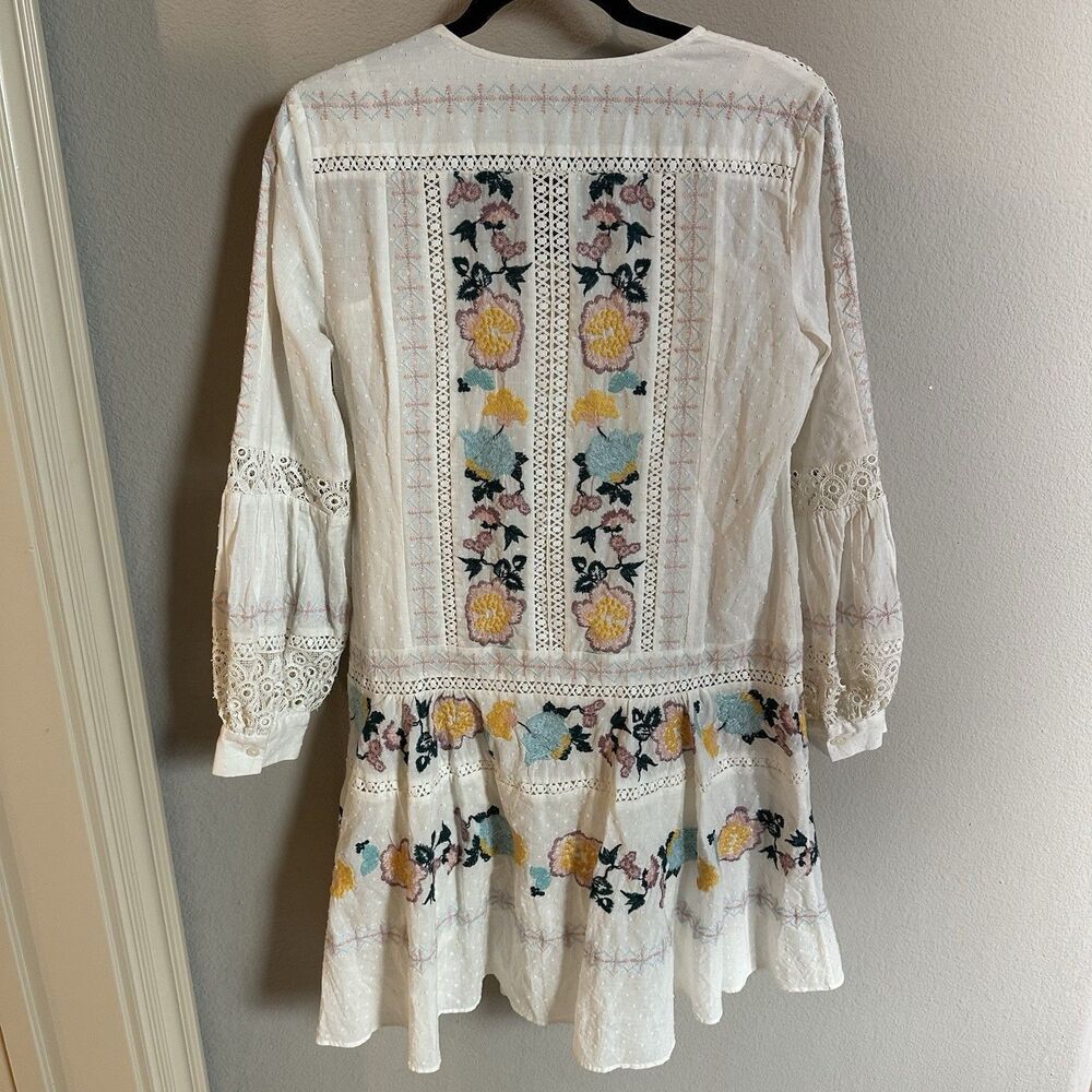 Tory Burch Embroidered Crotched Boho Hippie Tunic Mini Dress Women Size Small - Picture 7 of 9